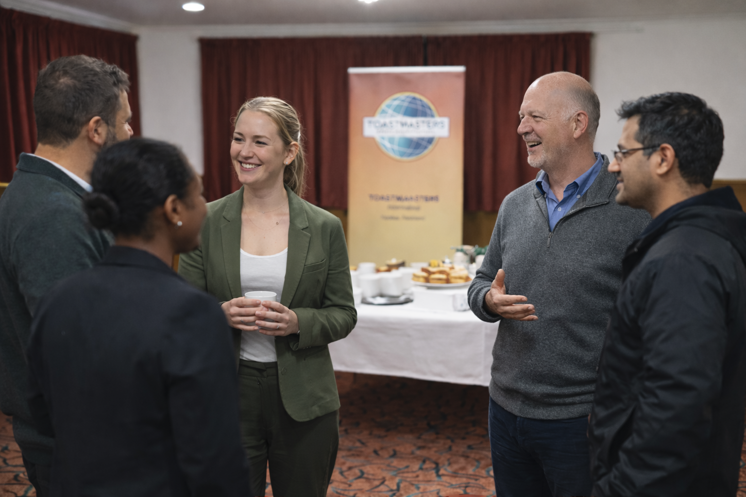 Members networking at Karaka Toastmasters Open House