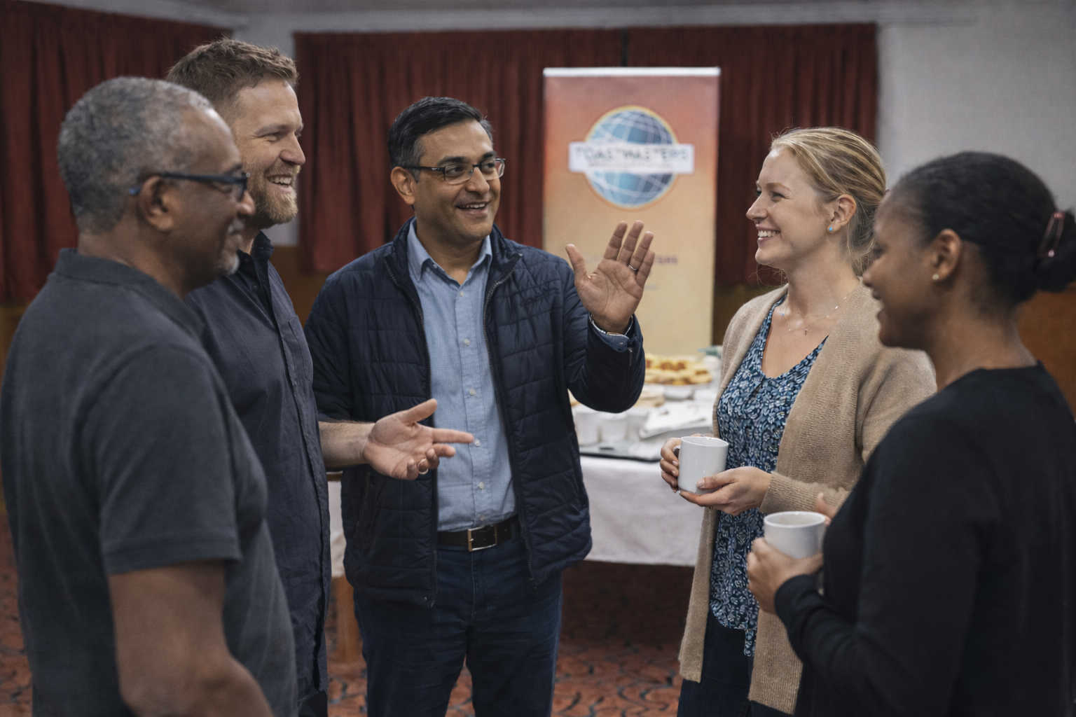 Members chatting at Karaka Toastmasters Open House